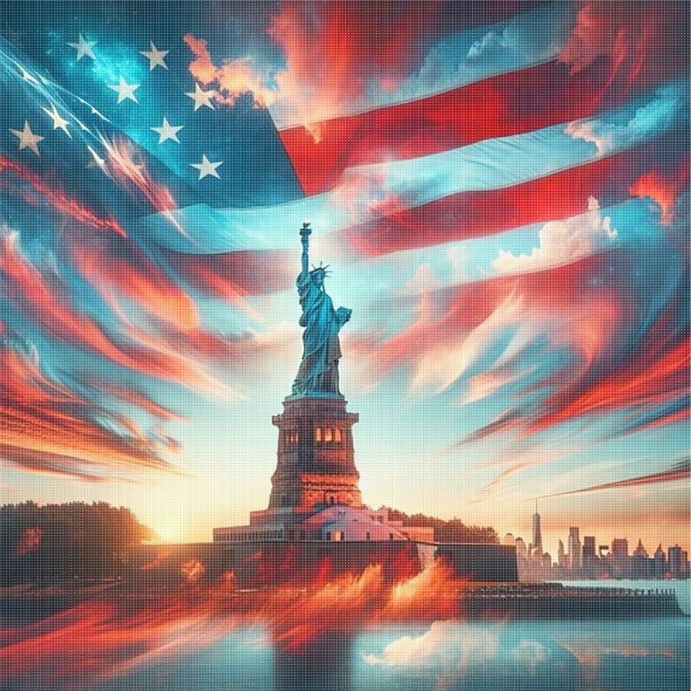 Independence Day Landscape - 11CT Stamped Cross Stitch 40*40CM