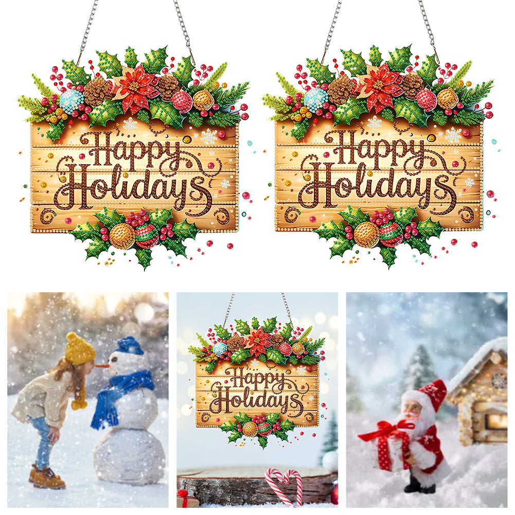 Christmas 2D Flat DIY Hanging Diamond Art Kits Window Hanging Art for Home Decor