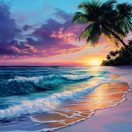 Beach By The Sea - Full Round Drill Diamond Painting 30*30CM