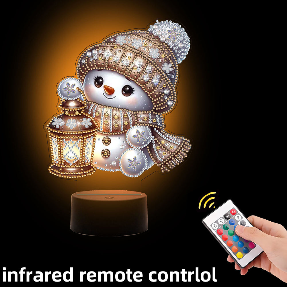 Acrylic Double Sided Xmas Snowman Decorative DIY 5D Diamond Lamp for Art Crafts
