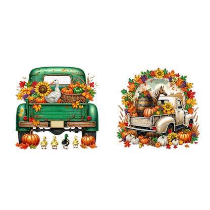 2PCS Pumpkin Car Theme 2D/Flat DIY Diamond Painting Set Hanging Diamond Art Kits