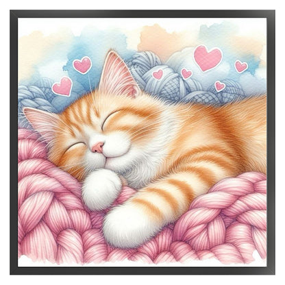 Sleeping Cat - 11CT Stamped Cross Stitch 40*40CM