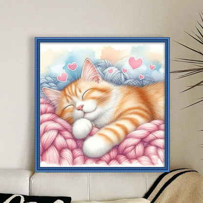 Sleeping Cat - 11CT Stamped Cross Stitch 40*40CM