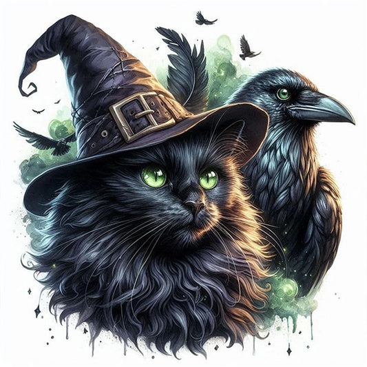 Cat And Crow - 11CT Stamped Cross Stitch 40*40CM