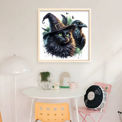 Cat And Crow - 11CT Stamped Cross Stitch 40*40CM
