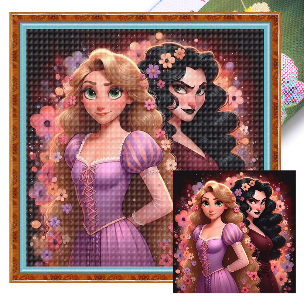Rapunzel And Stepmother - 11CT Stamped Cross Stitch 50*50CM