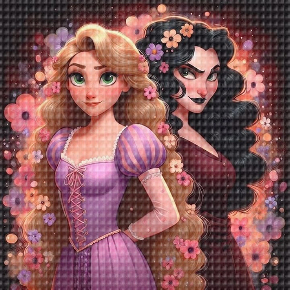 Rapunzel And Stepmother - 11CT Stamped Cross Stitch 50*50CM