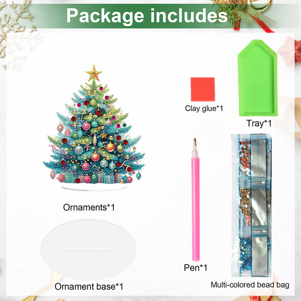 2D Flat Christmas DIY Diamond Painting Desktop Ornaments Kit for Adults Beginner