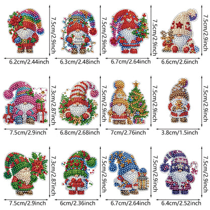 12pcs Christmas Diamond Painting Keychains Kit DIY Diamond Art Charms for Adults