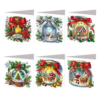 6PCS DIY Rhinestone Diamond Art Mosaic Postcards for Festivals and Celebrations