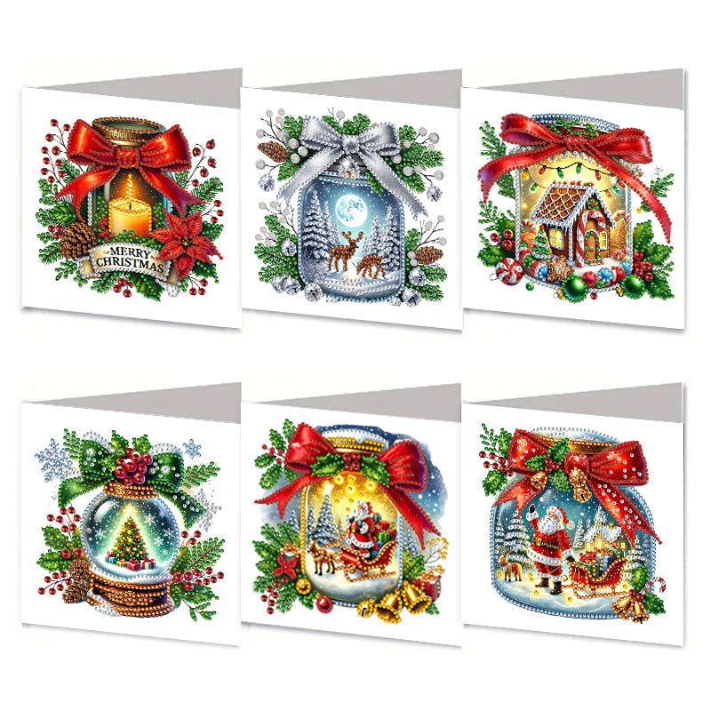 6PCS DIY Rhinestone Diamond Art Mosaic Postcards for Festivals and Celebrations