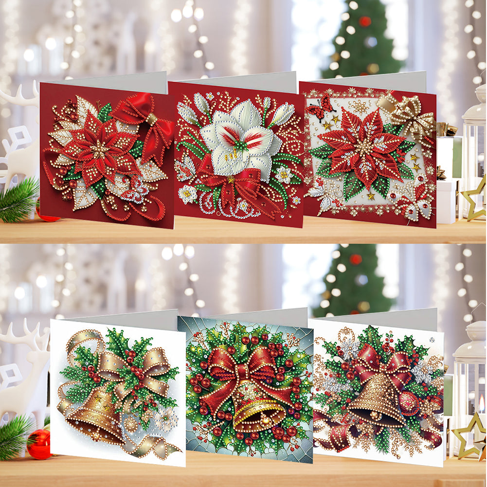 6PCS DIY Rhinestone Diamond Art Mosaic Postcards for Festivals and Celebrations