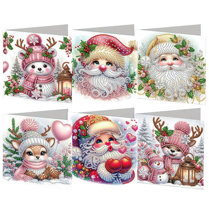 6PCS DIY Rhinestone Diamond Art Mosaic Postcards for Festivals and Celebrations
