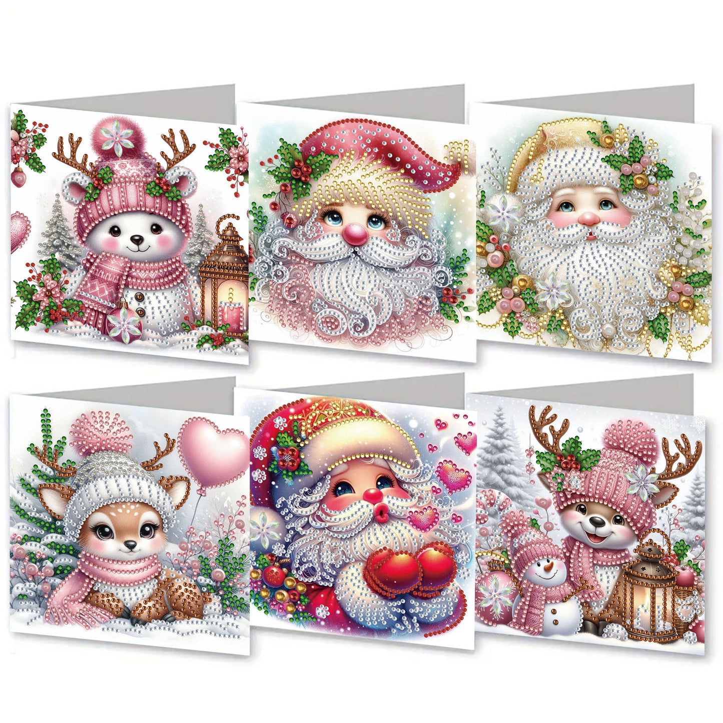 6PCS DIY Rhinestone Diamond Art Mosaic Postcards for Festivals and Celebrations