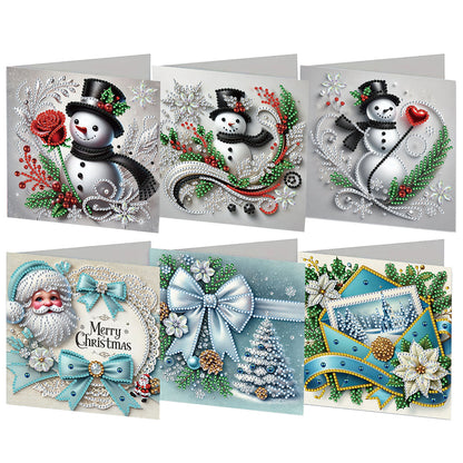 6PCS DIY Rhinestone Diamond Art Mosaic Postcards for Festivals and Celebrations