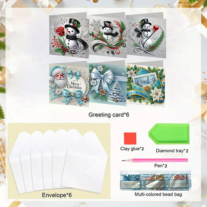 6PCS DIY Rhinestone Diamond Art Mosaic Postcards for Festivals and Celebrations