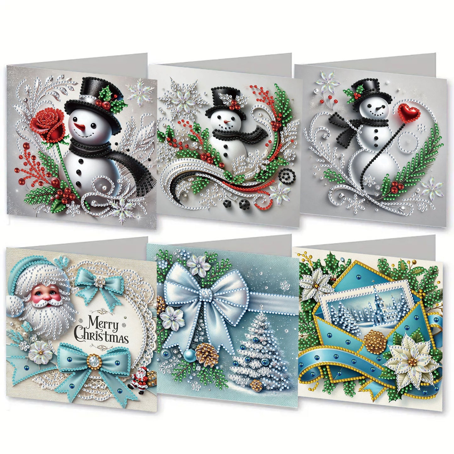 6PCS DIY Rhinestone Diamond Art Mosaic Postcards for Festivals and Celebrations