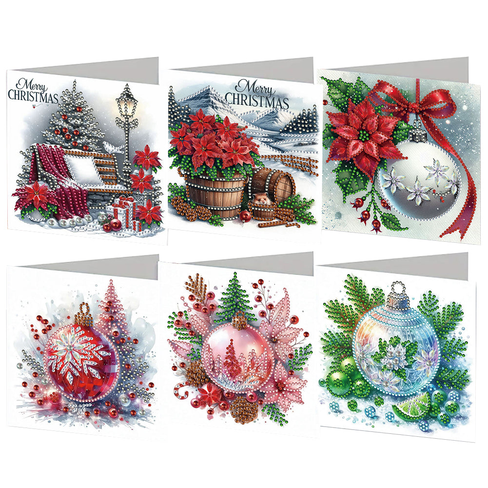 6PCS DIY Rhinestone Diamond Art Mosaic Postcards for Festivals and Celebrations