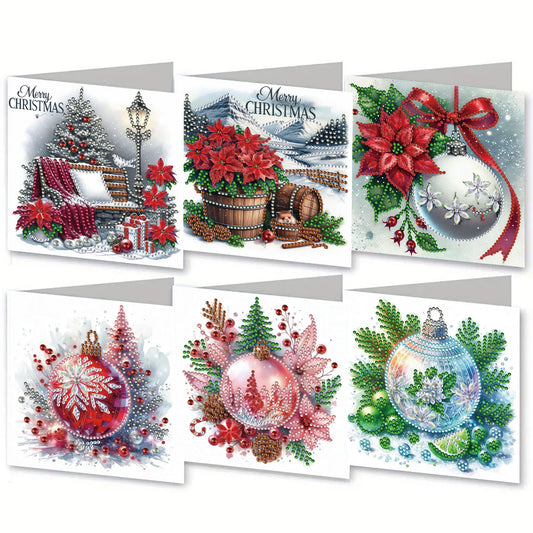 6PCS DIY Rhinestone Diamond Art Mosaic Postcards for Festivals and Celebrations