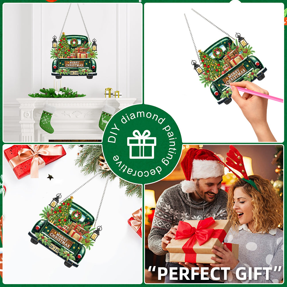 Christmas Theme 2D Flat DIY Hanging Diamond Art Kits Home Wall Decoration Crafts