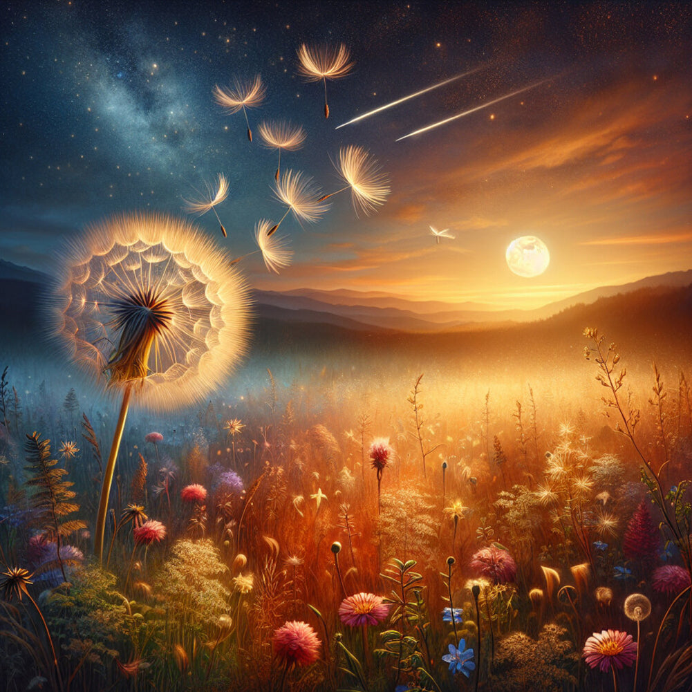 Dandelion Scenery - Full Round Drill Diamond Painting 40*40CM