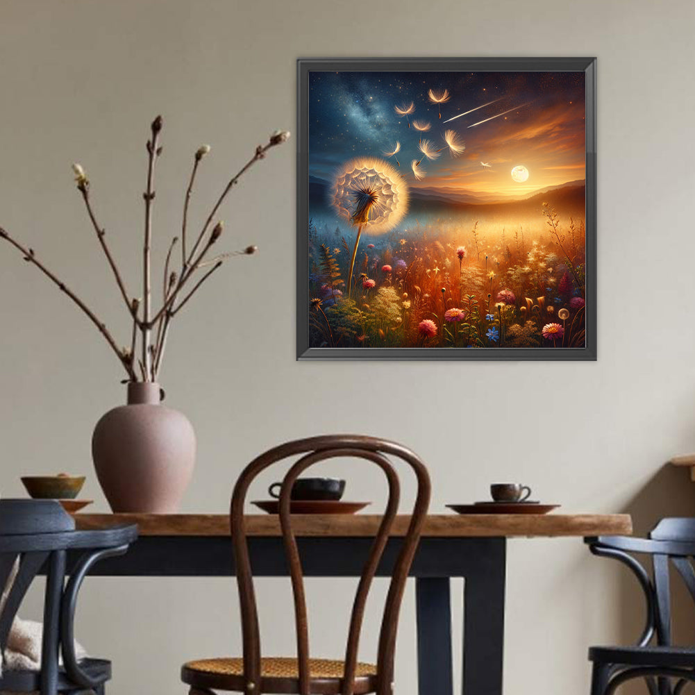 Dandelion Scenery - Full Round Drill Diamond Painting 40*40CM