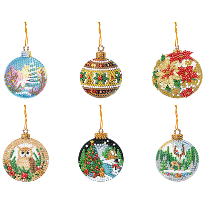 6pcs Xmas 2D Flat DIY Hanging Diamond Art Kits Window Hanging Art for Home Decor