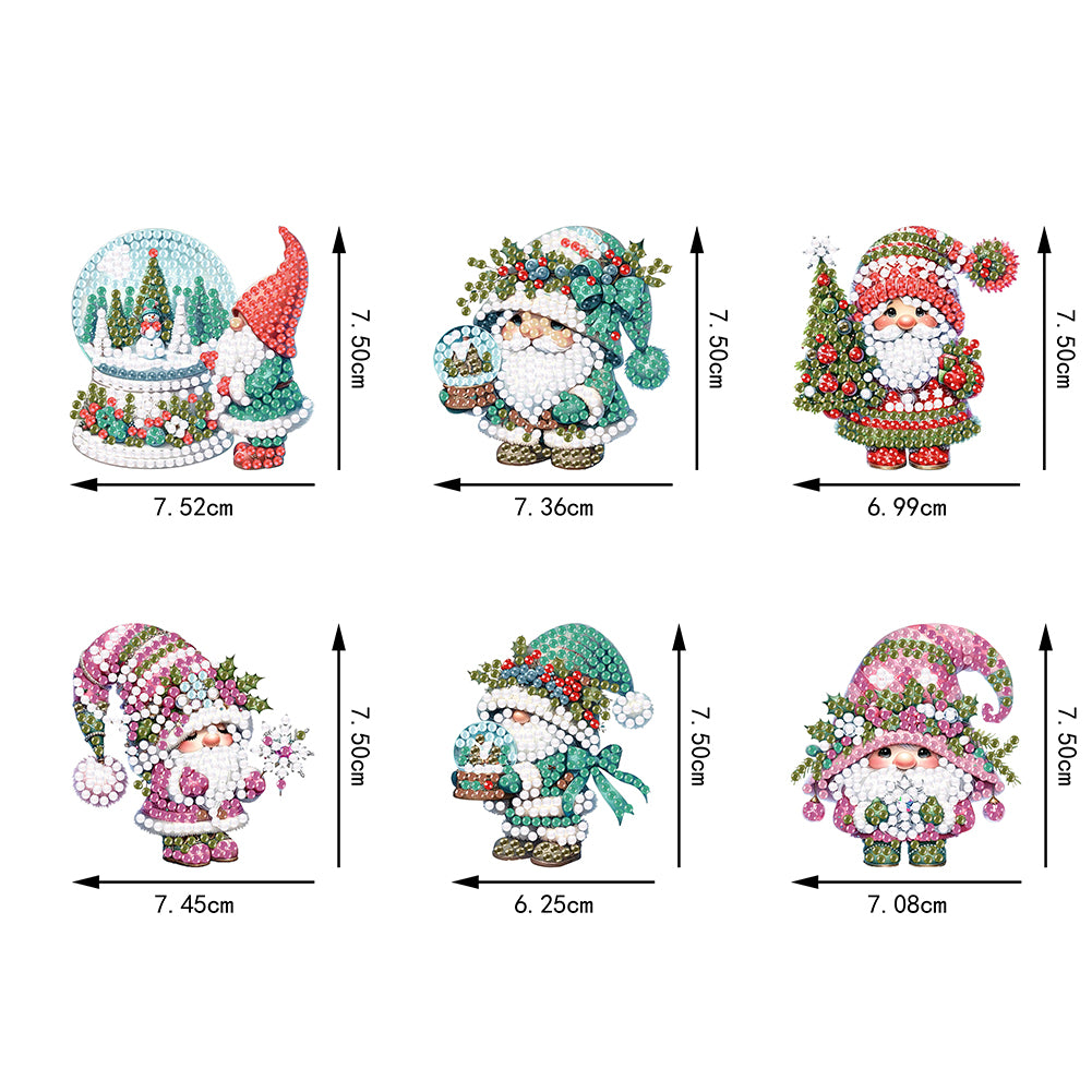 6pcs Xmas 2D Flat DIY Hanging Diamond Art Kits Window Hanging Art for Home Decor