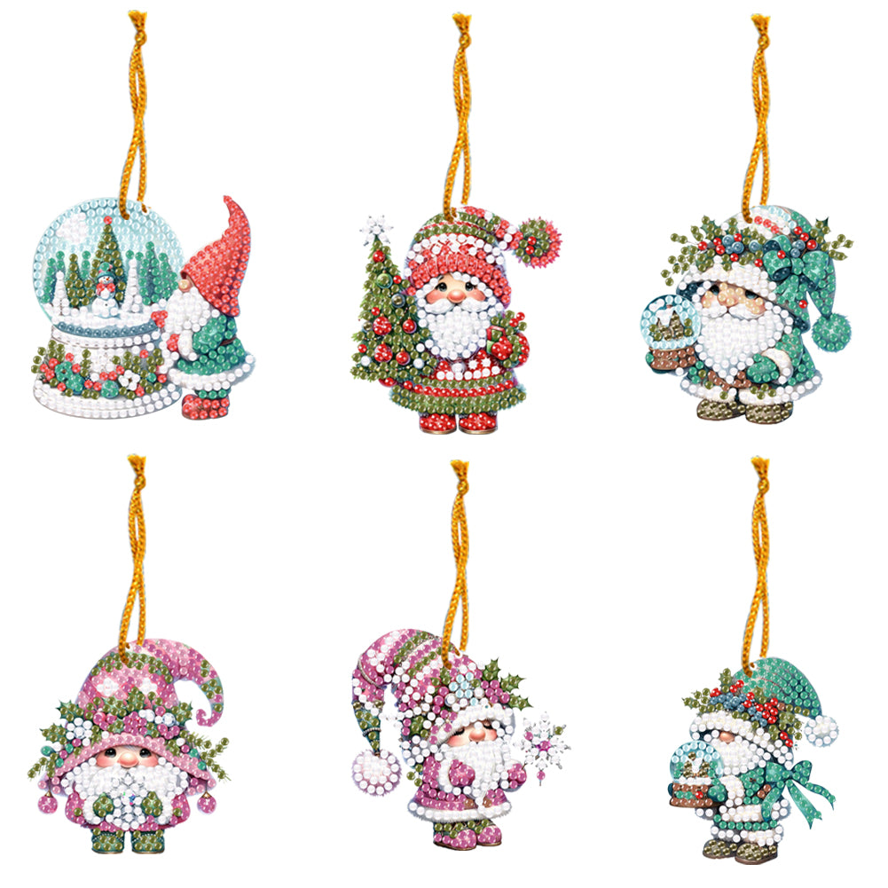 6pcs Xmas 2D Flat DIY Hanging Diamond Art Kits Window Hanging Art for Home Decor