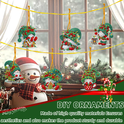 6pcs Xmas 2D Flat DIY Hanging Diamond Art Kits Window Hanging Art for Home Decor