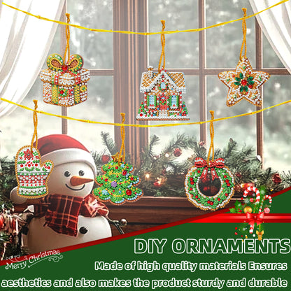 6pcs Xmas 2D Flat DIY Hanging Diamond Art Kits Window Hanging Art for Home Decor