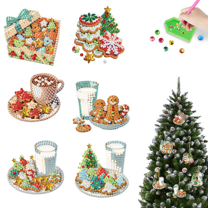6pcs Xmas 2D Flat DIY Hanging Diamond Art Kits Window Hanging Art for Home Decor