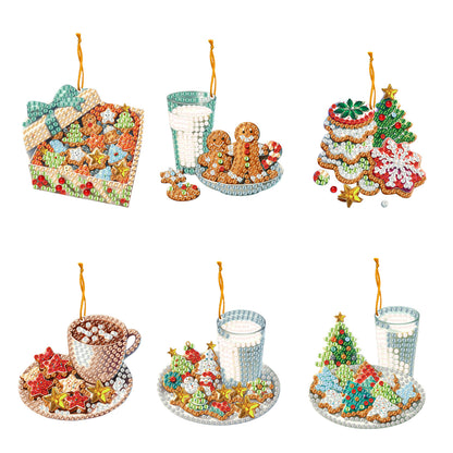 6pcs Xmas 2D Flat DIY Hanging Diamond Art Kits Window Hanging Art for Home Decor