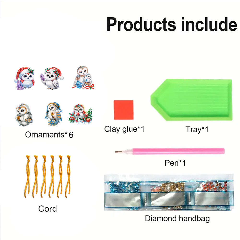 6pcs Xmas 2D Flat DIY Hanging Diamond Art Kits Window Hanging Art for Home Decor