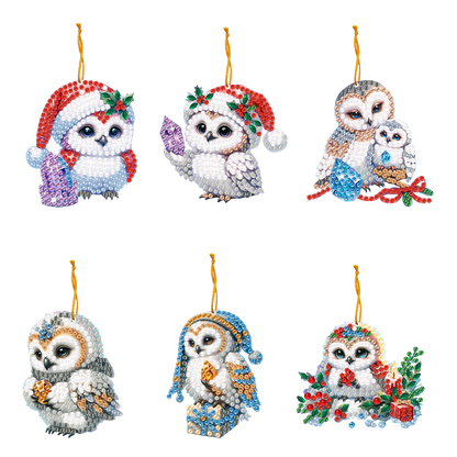 6pcs Xmas 2D Flat DIY Hanging Diamond Art Kits Window Hanging Art for Home Decor