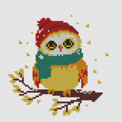 Owl With Scarf - 11CT Stamped Cross Stitch 24*24CM(Mona Lisa Brand)