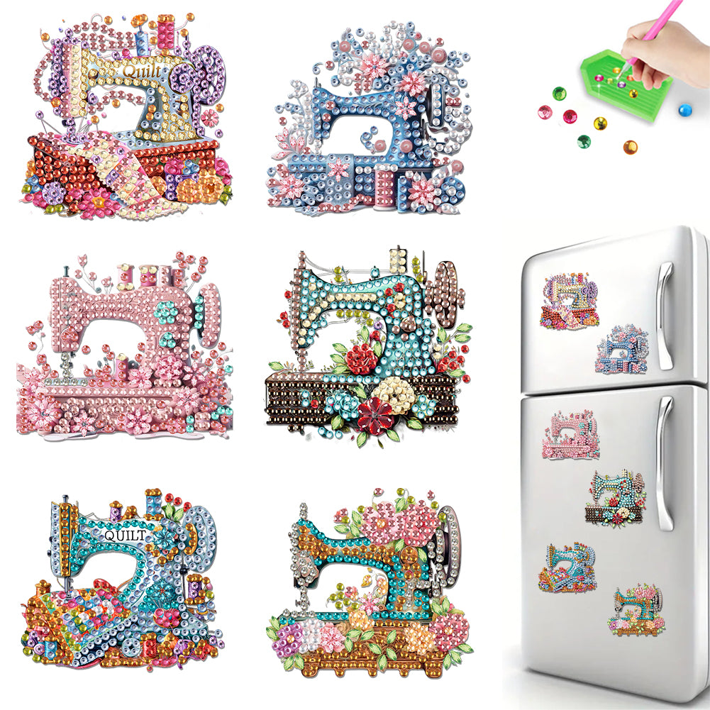 6Pcs Acrylic 2D Flat Chameleon Diamond Art Magnets Decals for Fridge Whiteboards