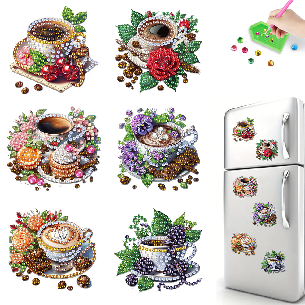 6Pcs Acrylic 2D Flat Chameleon Diamond Art Magnets Decals for Fridge Whiteboards