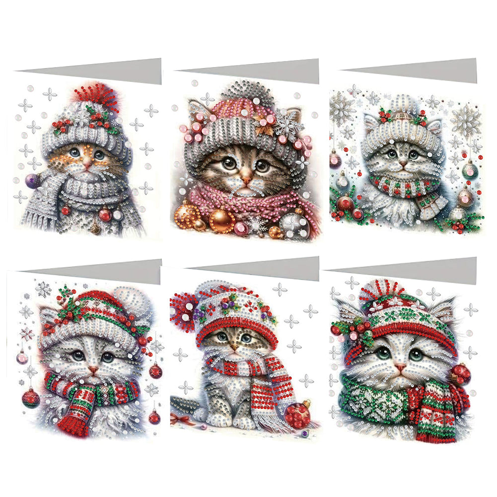 6PCS DIY Animal Pattern Diamond Art Greeting Cards Congratulations Cards & Gifts