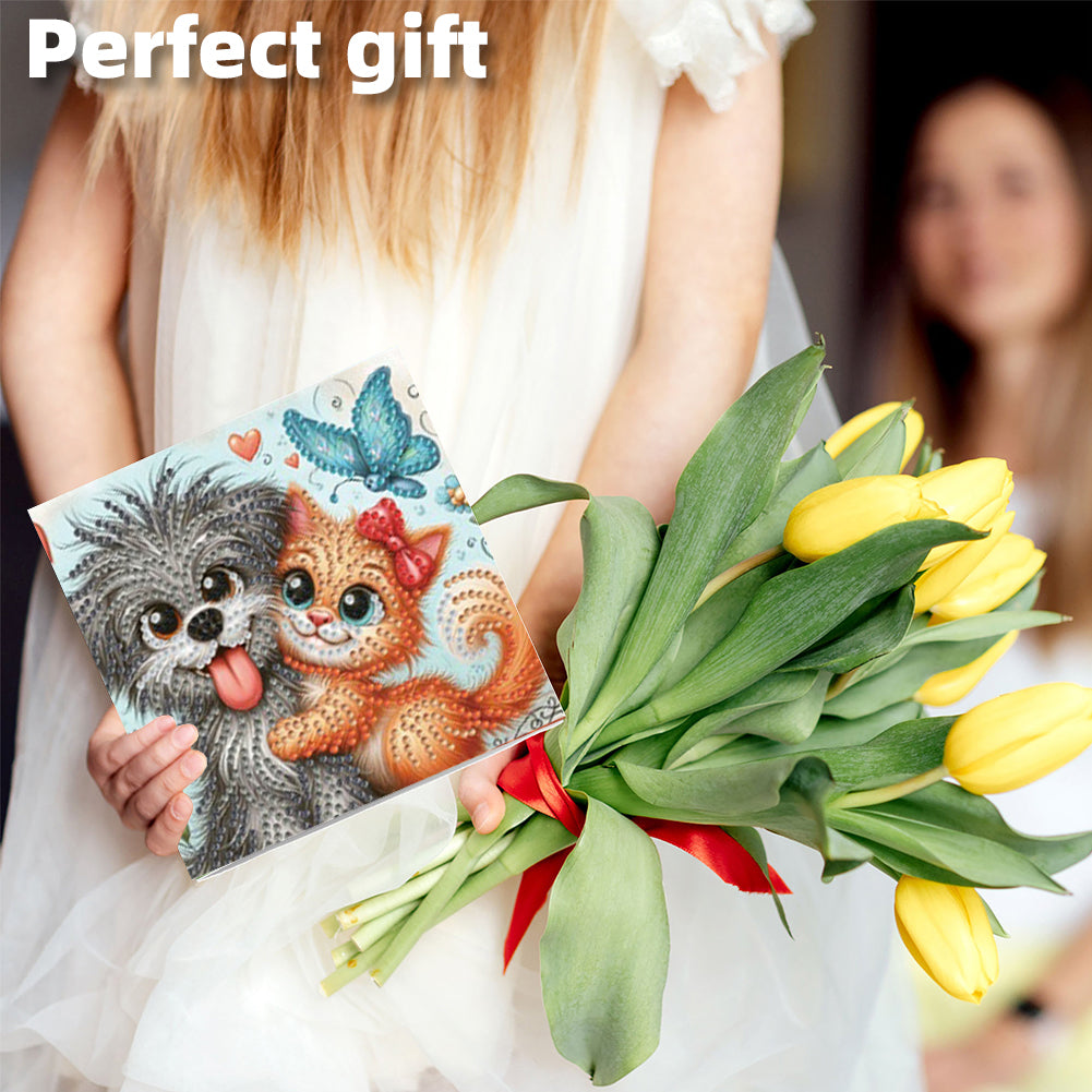 6PCS DIY Animal Pattern Diamond Art Greeting Cards Congratulations Cards & Gifts