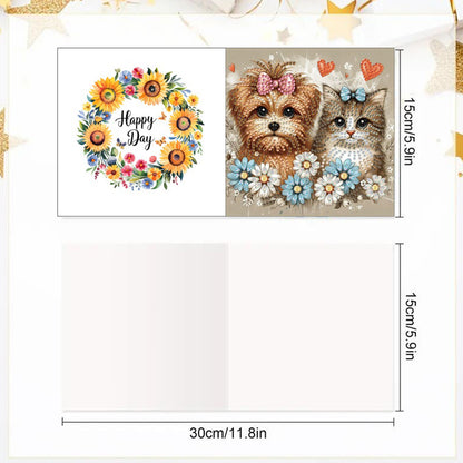 6PCS DIY Animal Pattern Diamond Art Greeting Cards Congratulations Cards & Gifts
