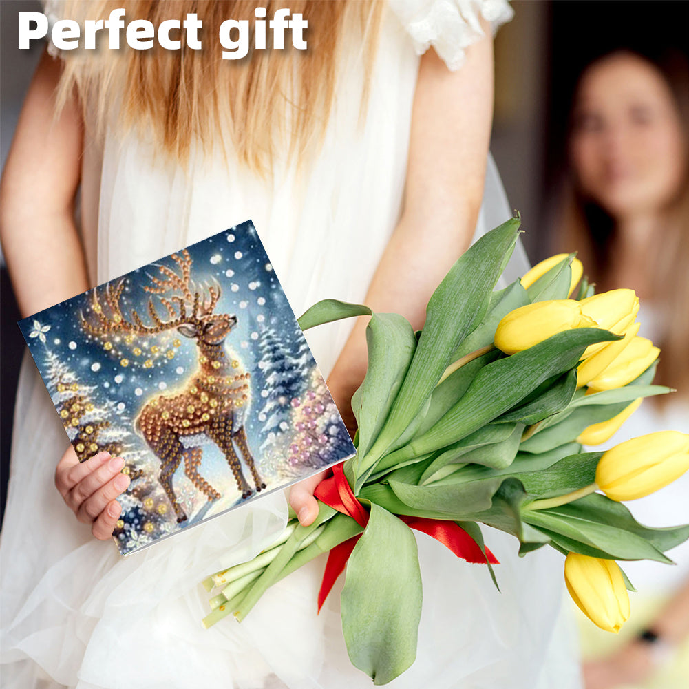 6PCS DIY Animal Pattern Diamond Art Greeting Cards Congratulations Cards & Gifts