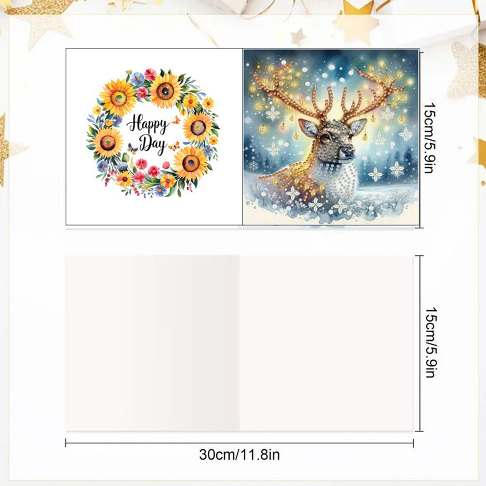 6PCS DIY Animal Pattern Diamond Art Greeting Cards Congratulations Cards & Gifts