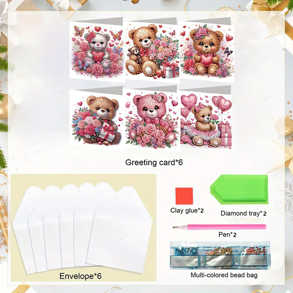 6PCS DIY Animal Pattern Diamond Art Greeting Cards Congratulations Cards & Gifts