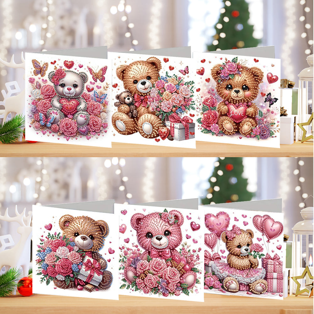 6PCS DIY Animal Pattern Diamond Art Greeting Cards Congratulations Cards & Gifts