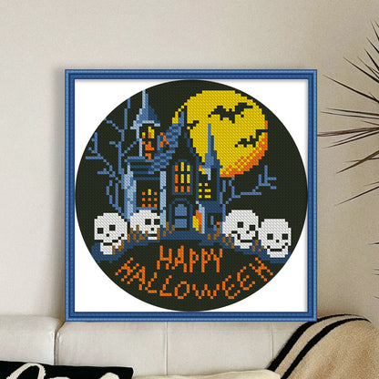 Halloween Haunted House - 11CT Stamped Cross Stitch 24*24CM(Mona Lisa Brand)