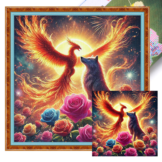 Phoenix And Wolf - 11CT Stamped Cross Stitch 40*40CM