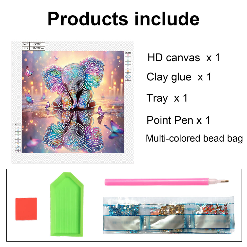 Elephant - Special Shaped Drill Diamond Painting 30*30CM