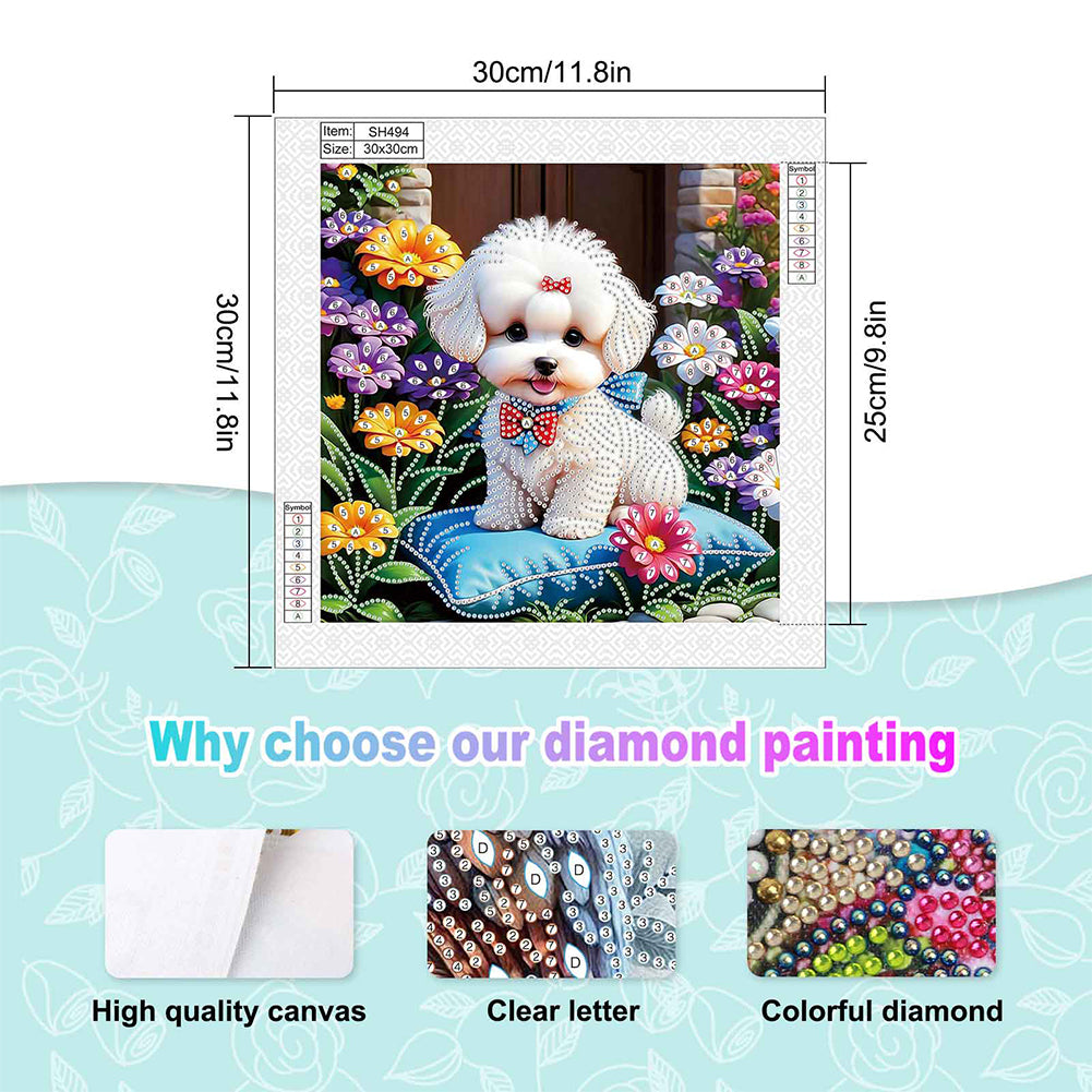 White Puppy - Special Shaped Drill Diamond Painting 30*30CM