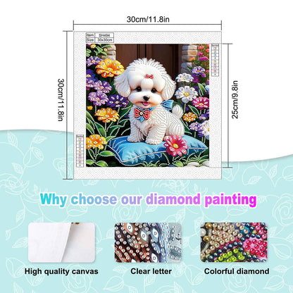 White Puppy - Special Shaped Drill Diamond Painting 30*30CM